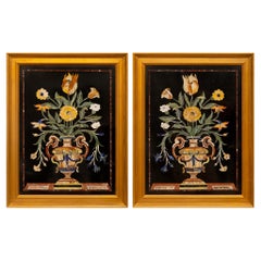 Coppia di targhe in pietra dura italiane del XIX secolo