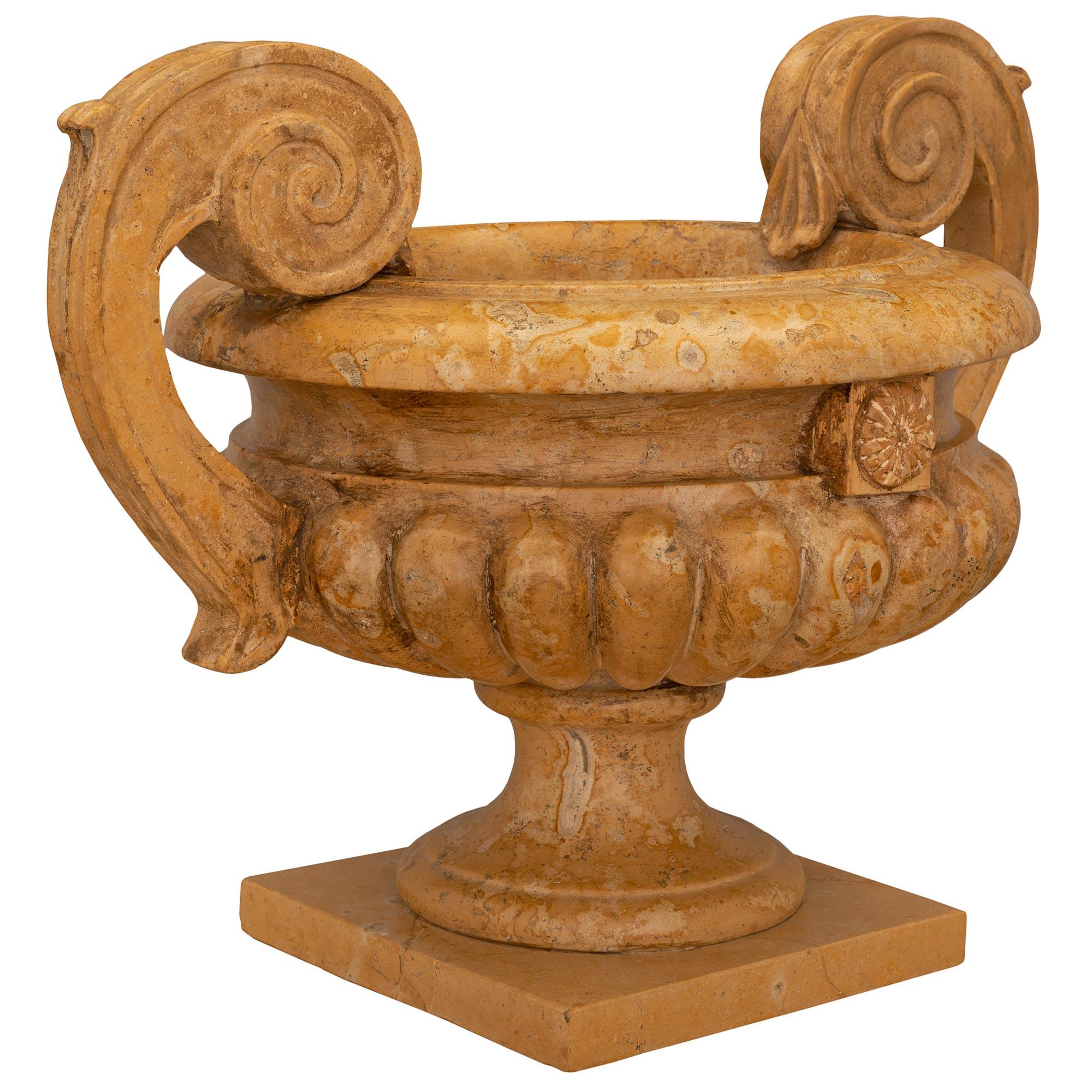 Pair of Italian 19th Century Sienna Marble Urns For Sale 1