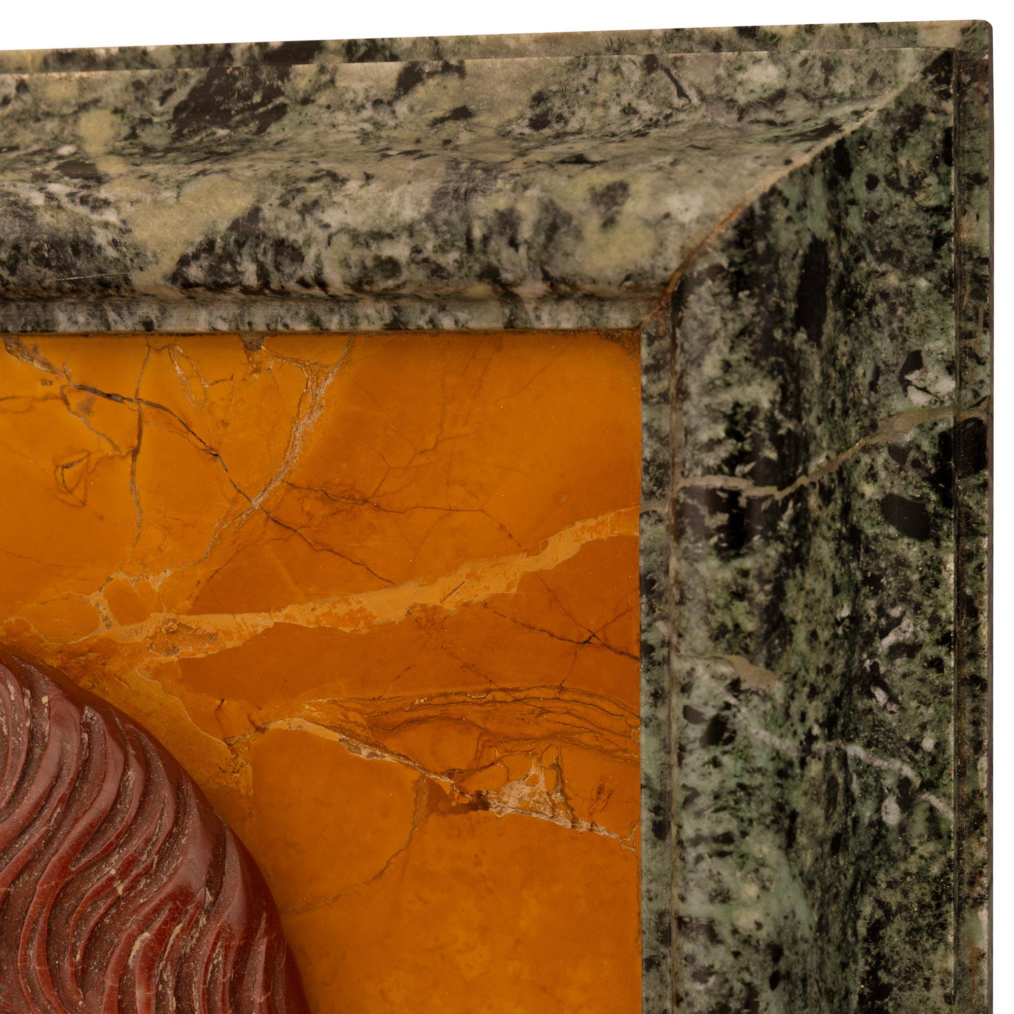 19th Century A pair of Italian 19th century Vert de Patricia Sienna Rouge Griotte marble plaq For Sale