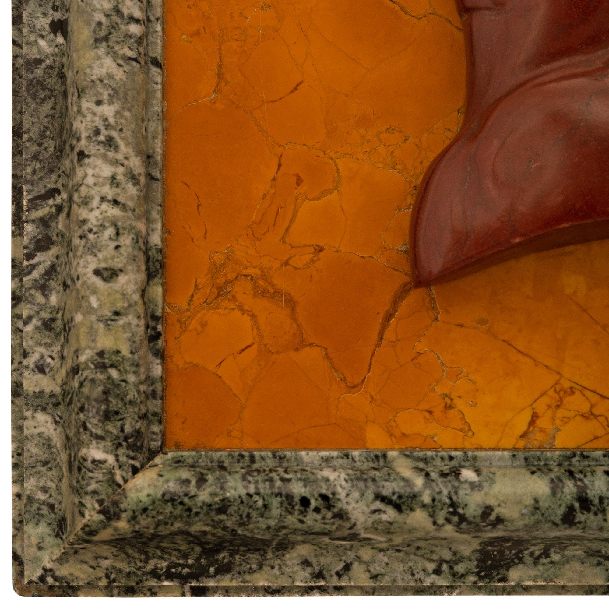 A pair of Italian 19th century Vert de Patricia Sienna Rouge Griotte marble plaq For Sale 3