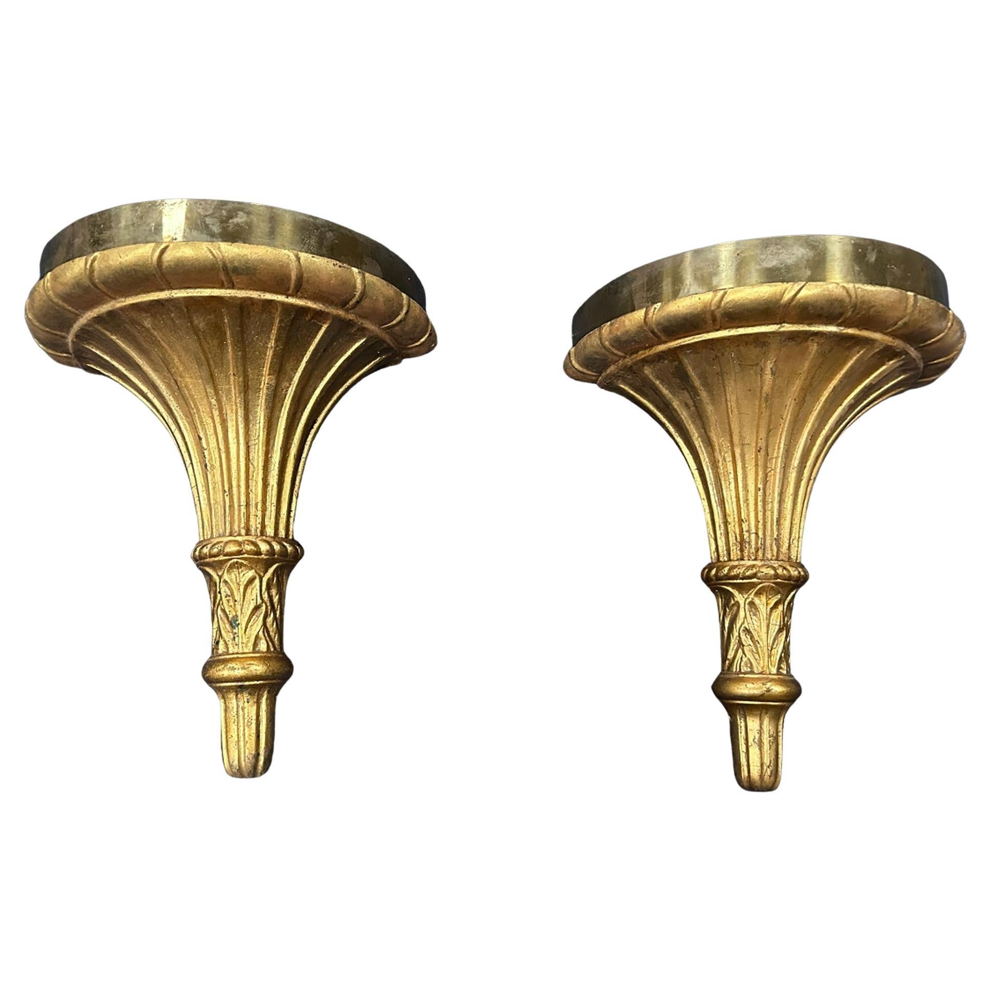 A Pair of Italian 19th Century Wall Brackets with Liners For Sale