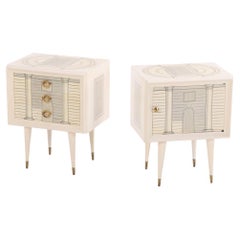 A Pair of Italian Architectural Night Stands, in the manner of Fornasetti. A Pair of Italian Architectural Night Stands, in the manner of Fornasetti.