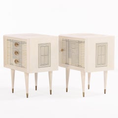 A Pair of Italian Architectural Painted Night Stands.