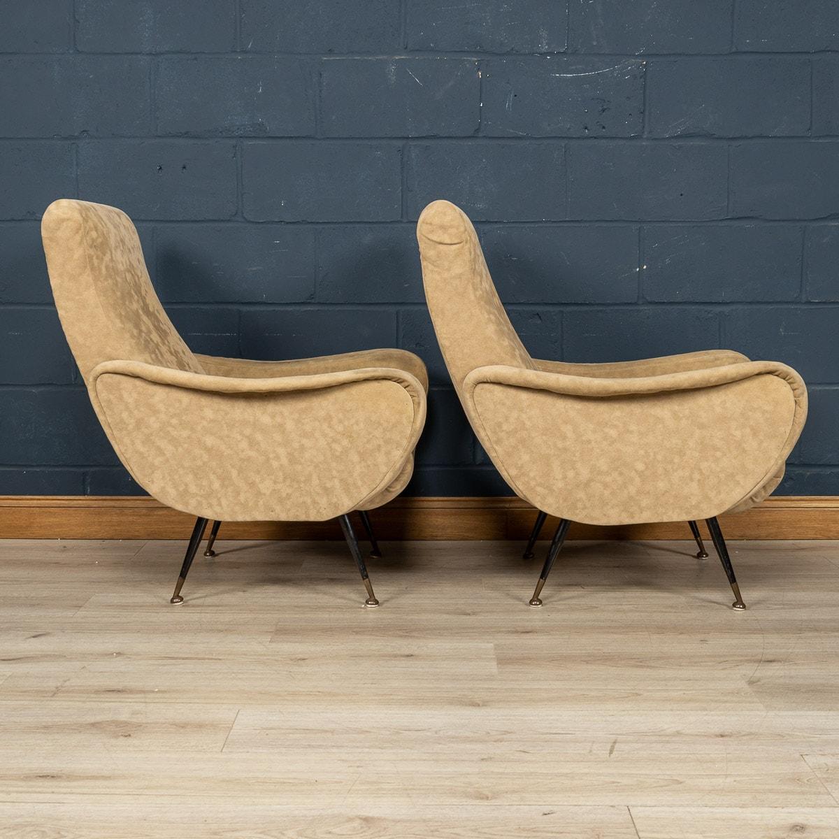 Leather A Pair Of Italian Armchairs In The Style Of Marco Zanuso, c.1960