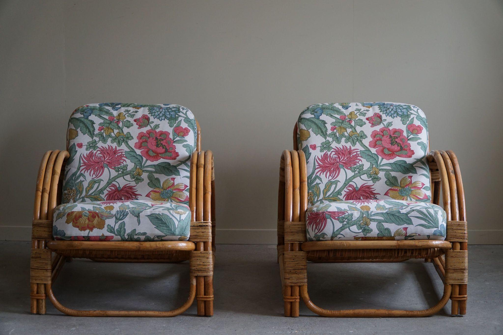 A Pair of Italian Bamboo Lounge Chairs, Mid Century Modern, 1960s 4