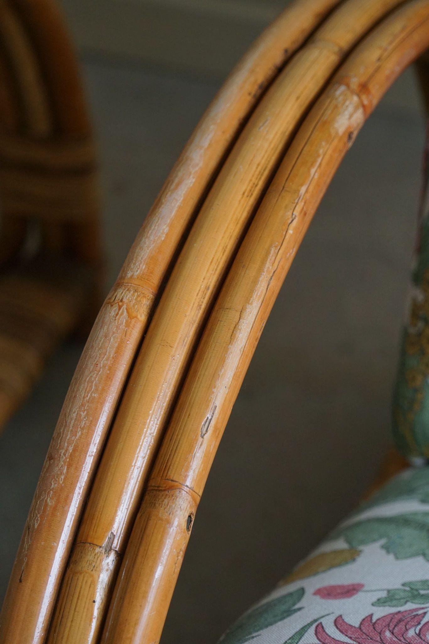 A Pair of Italian Bamboo Lounge Chairs, Mid Century Modern, 1960s 8