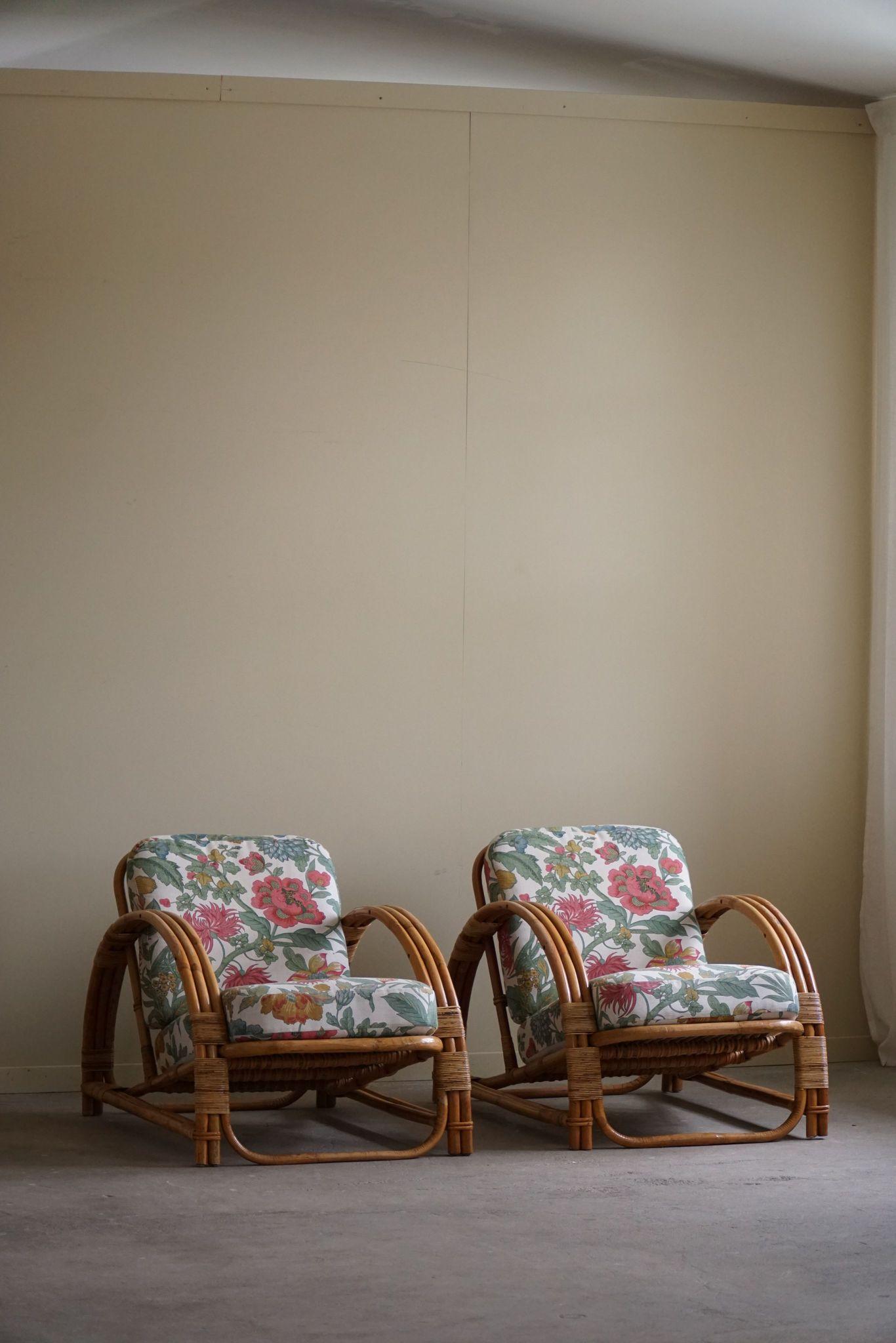 A Pair of Italian Bamboo Lounge Chairs, Mid Century Modern, 1960s In Good Condition In Odense, DK