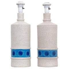 Pair of Italian Bitossi Bone White Ceramic Lamps