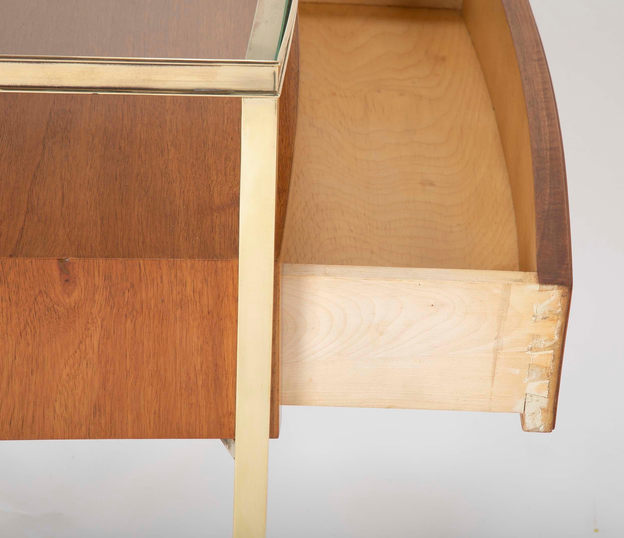 Pair of Italian Bleached Mahogany and Brass Bedside Tables 6