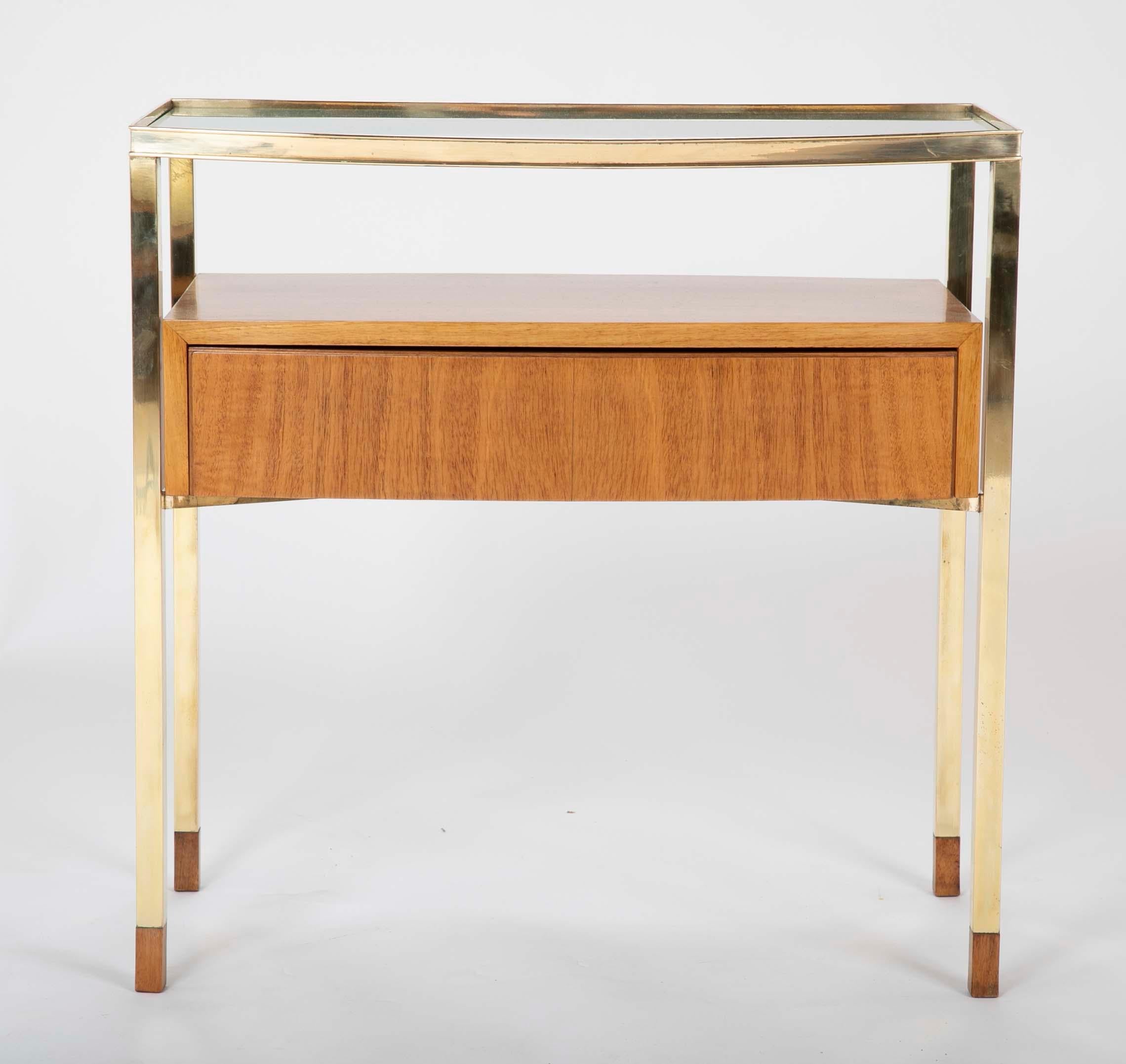 Pair of Italian Bleached Mahogany and Brass Bedside Tables 2