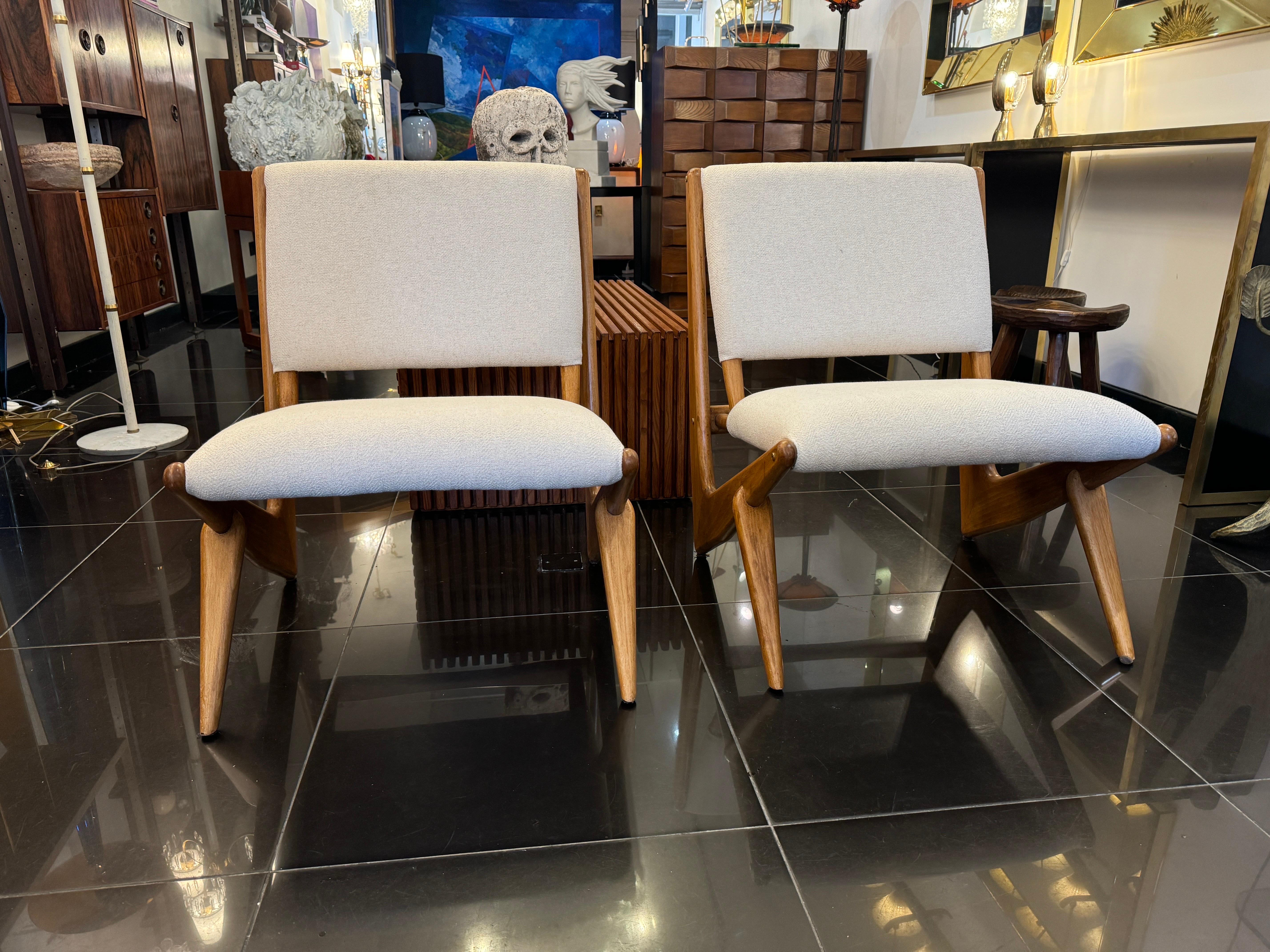 Brass A pair of Italian boomerang side chairs