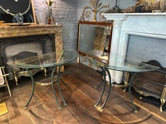 Ein Paar italienische Konsolentische aus Messing und patinierter Grünspanbronze