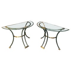 Ein Paar italienische Konsolentische aus Messing und patinierter Grünspanbronze