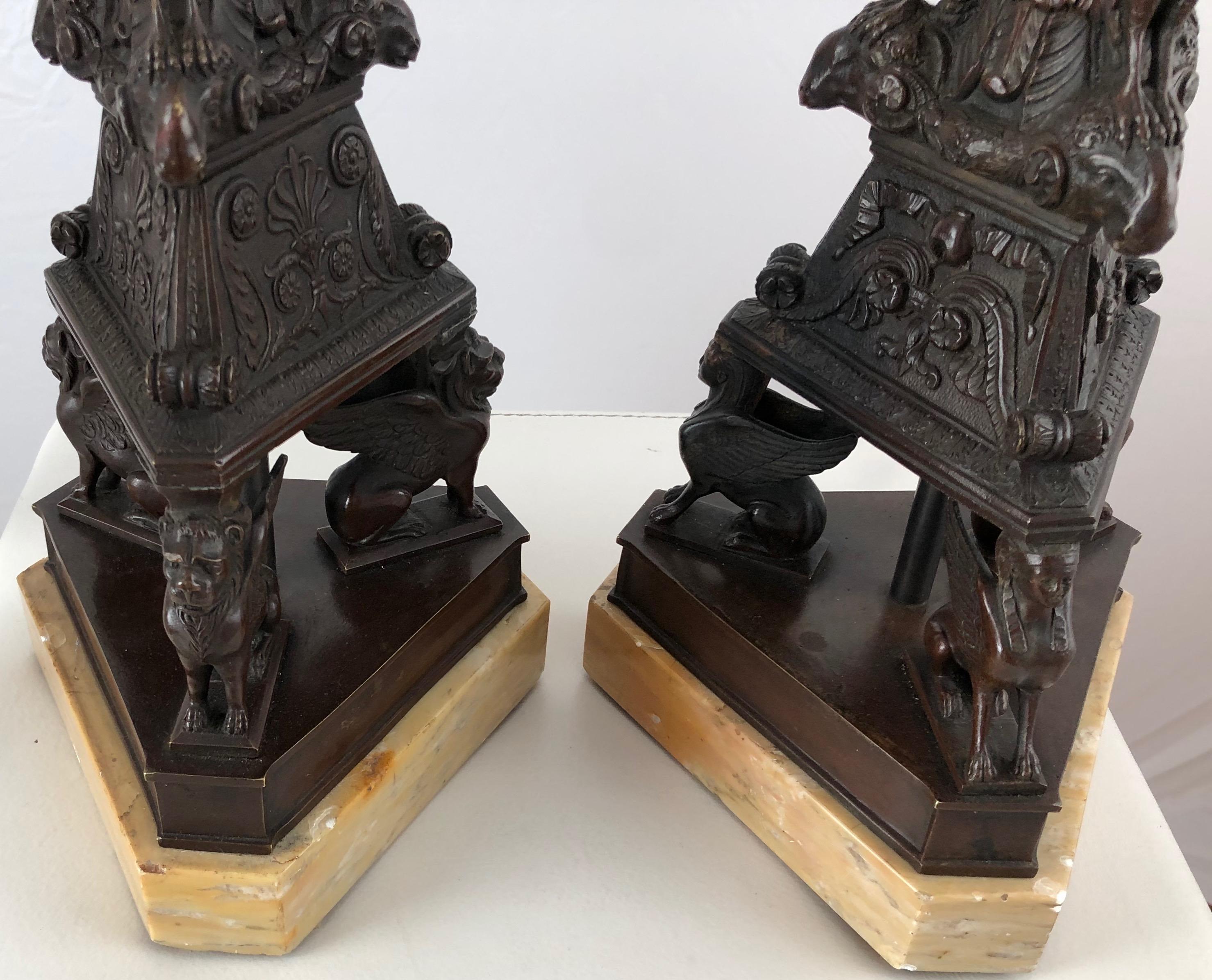 Pair of Italian Candlesticks, Grand Tour, Early 19th Century In Good Condition For Sale In Stockholm, SE