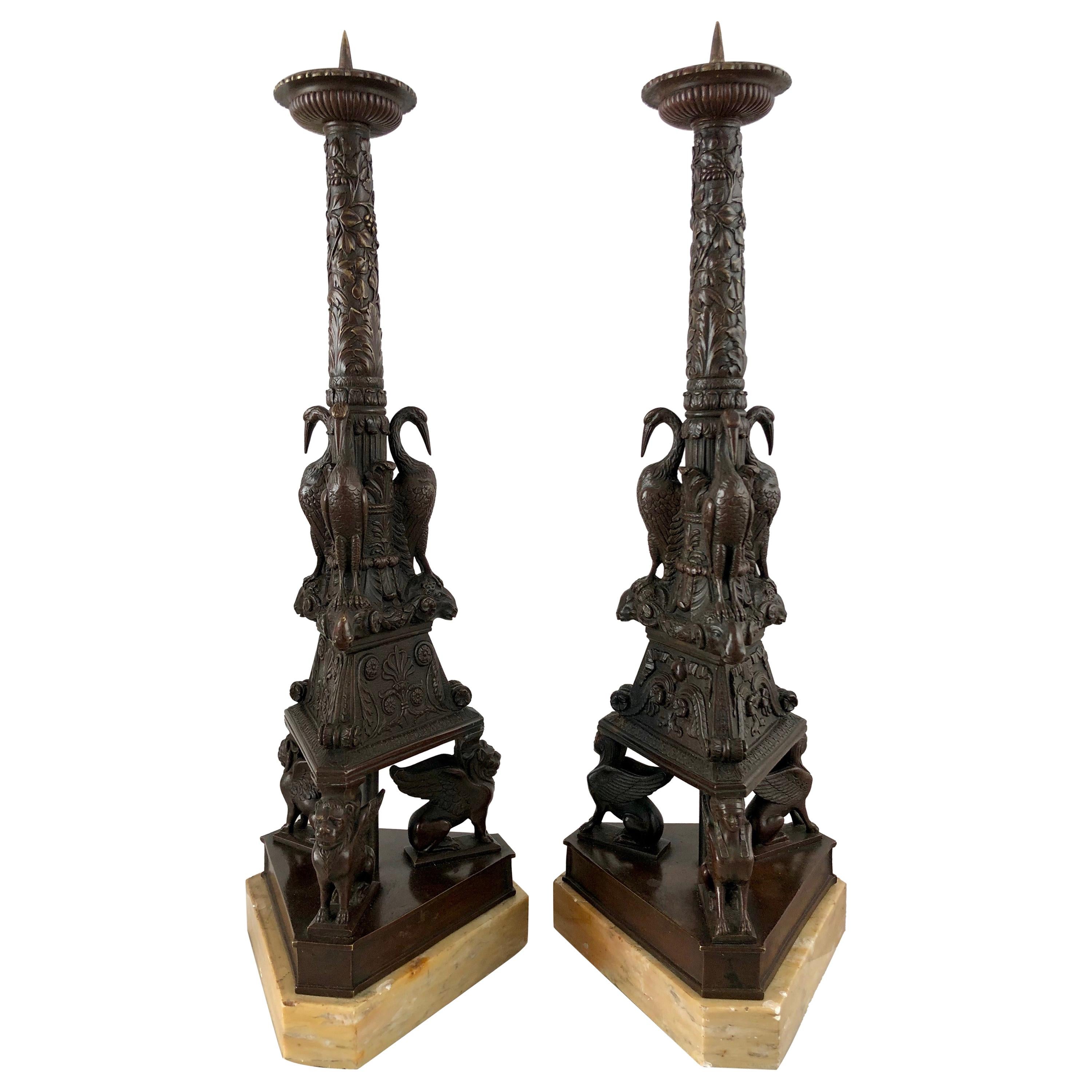 Pair of Italian Candlesticks, Grand Tour, Early 19th Century