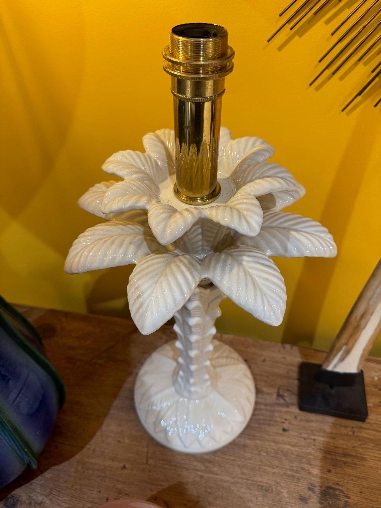 A pair of Italian ceramic 1970s palm tree lamps for lighting company Leola For Sale 5