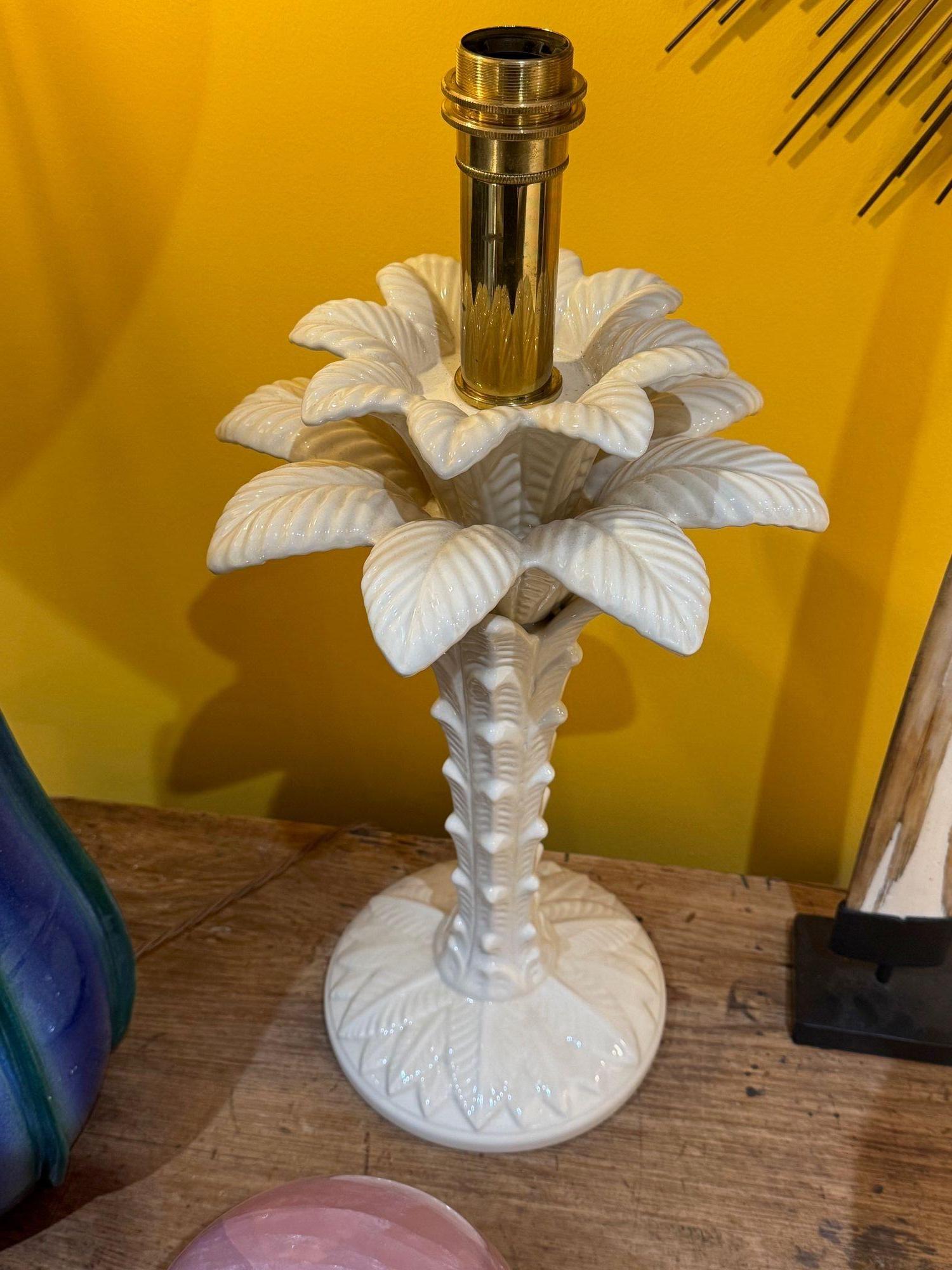 A pair of Italian ceramic 1970s palm tree lamps for lighting company Leola For Sale 7