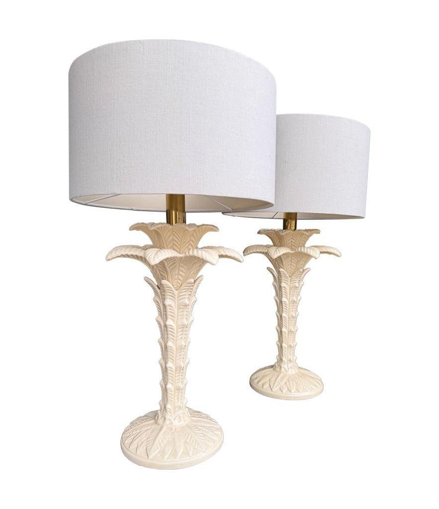 A pair of Italian ceramic 1970s palm tree lamps for lighting company Leola In Good Condition For Sale In London, GB