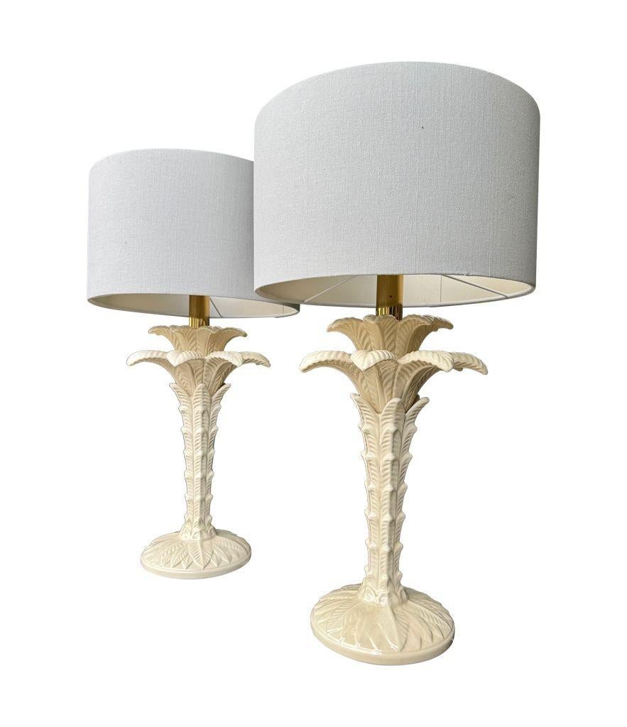 A pair of Italian ceramic 1970s palm tree lamps for lighting company Leola For Sale 2