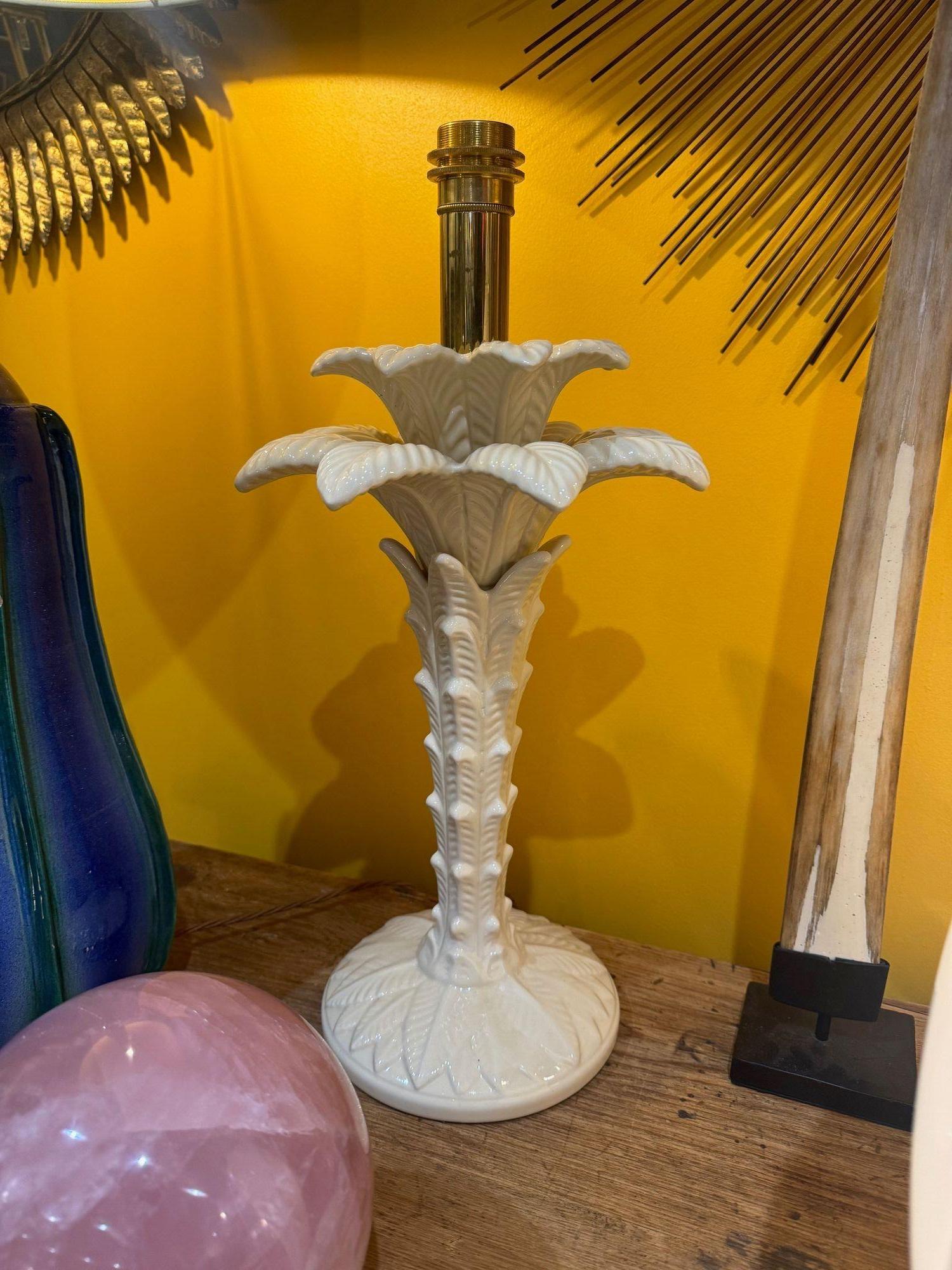 A pair of Italian ceramic 1970s palm tree lamps for lighting company Leola For Sale 3