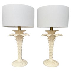 A pair of Italian ceramic 1970s palm tree lamps for lighting company Leola