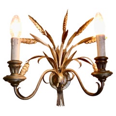Vintage A Pair of Italian Ciani Wheat Ear Design Wall Lights