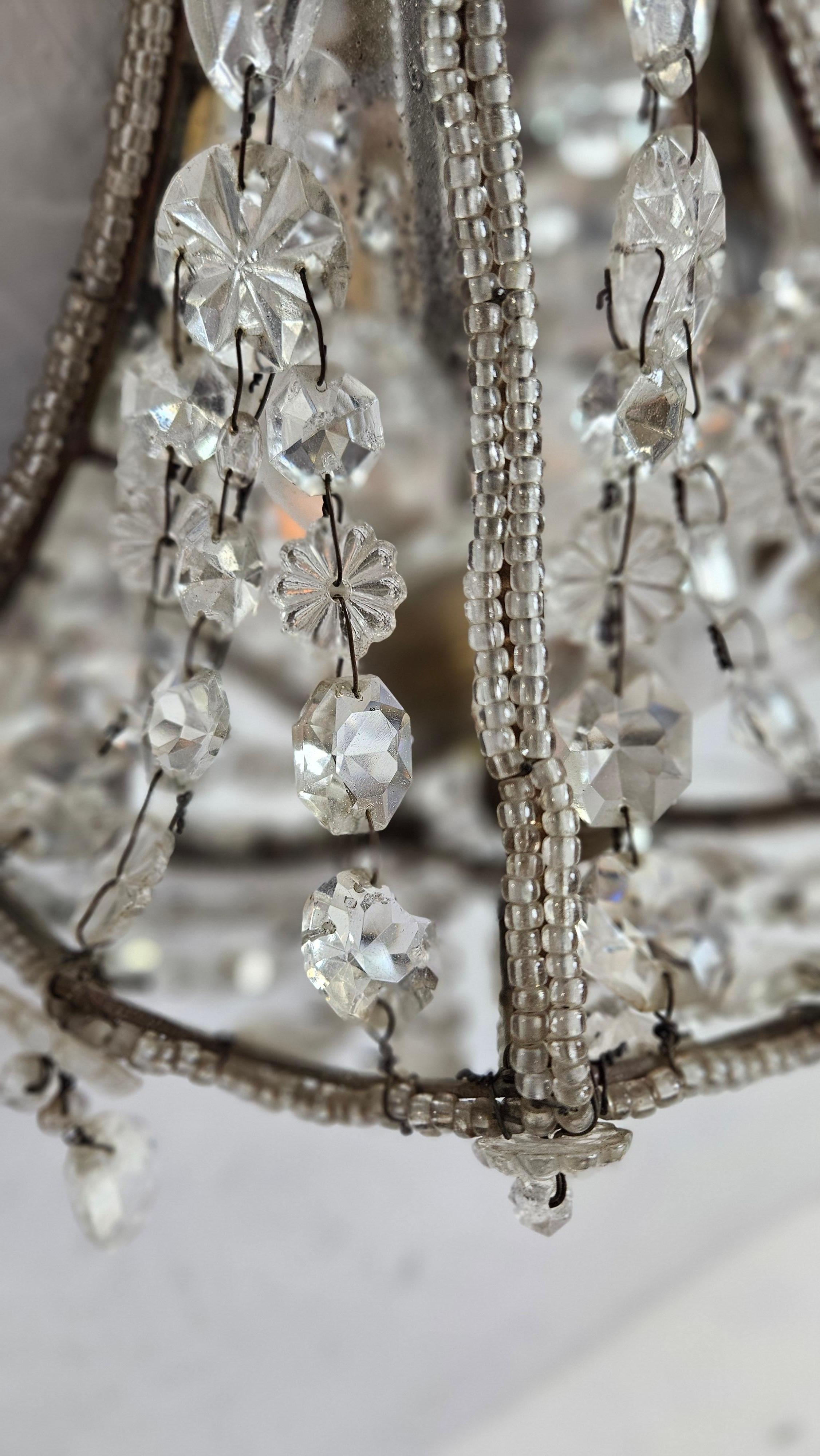 A Pair of Italian Crystal Wall Sconces 1940's For Sale 1