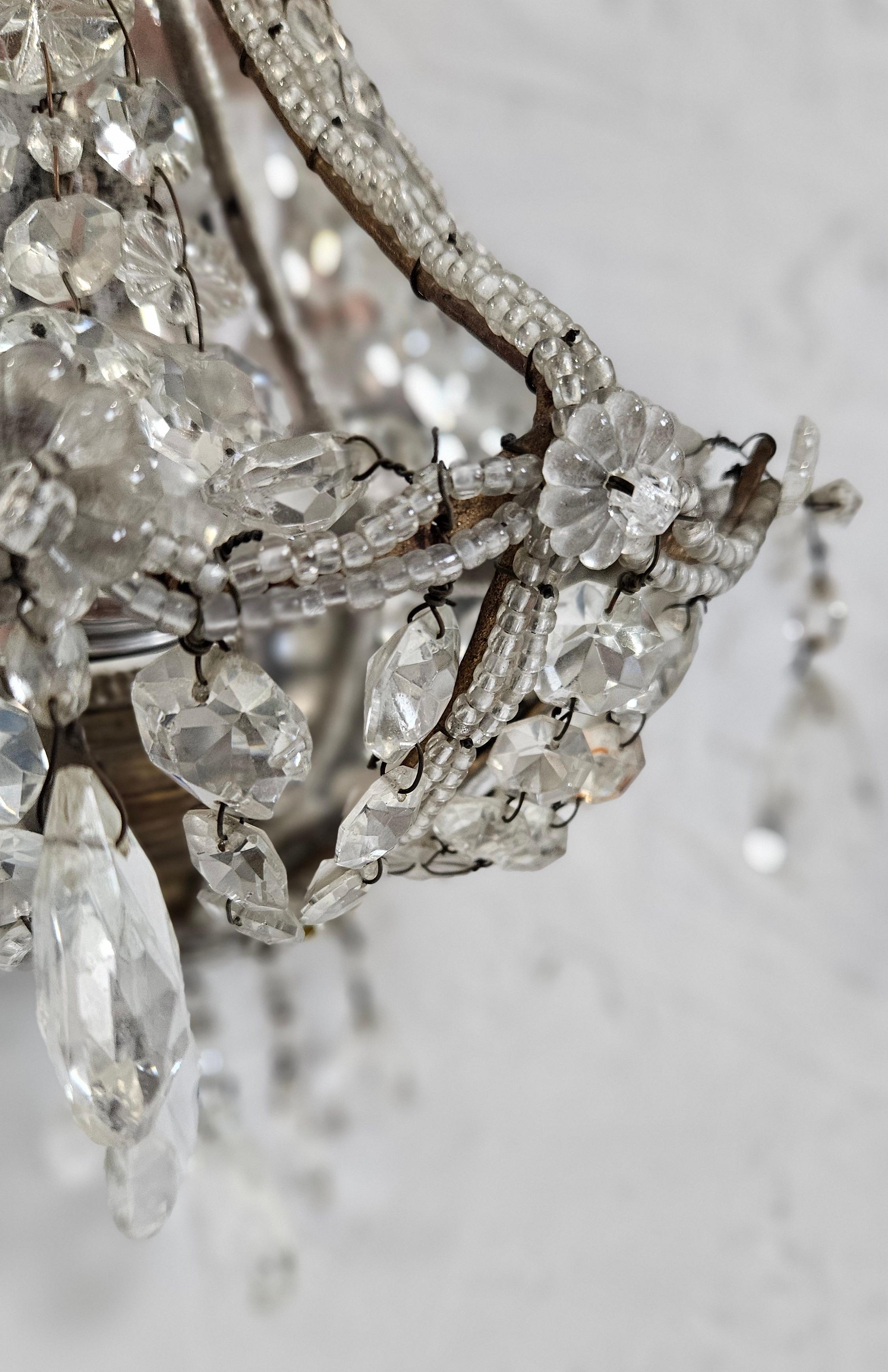 A Pair of Italian Crystal Wall Sconces 1940's For Sale 2