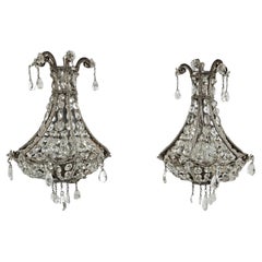 A Pair of Italian Crystal Wall Sconces 1940's