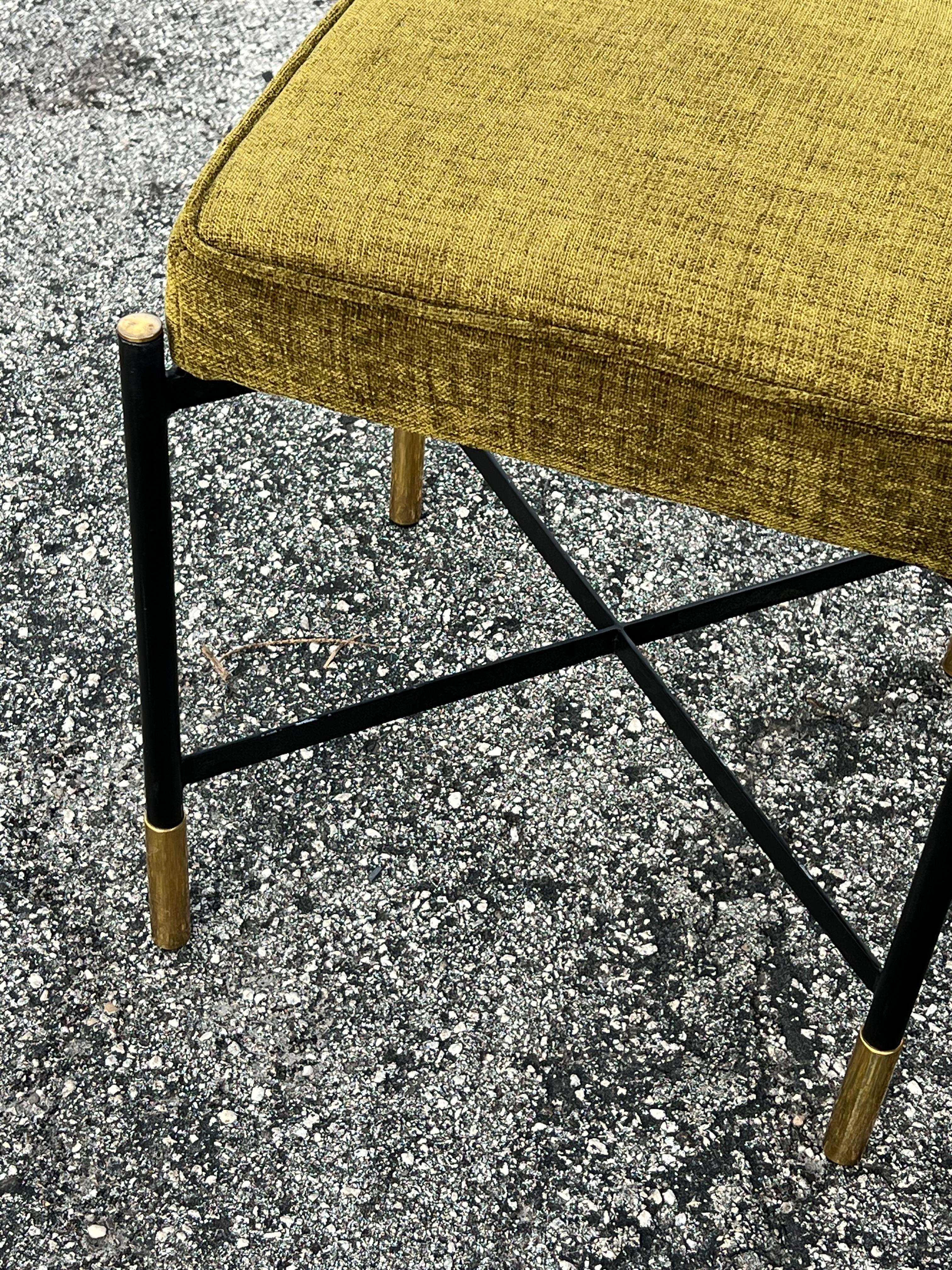 Late 20th Century A Pair Of Italian Designer Stools Brass And Steel Elegant  Post Modern For Sale
