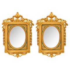 Ein Paar italienische Spiegel aus dem frühen 19. Jahrhundert aus Louis XVI, patiniert und Giltwood