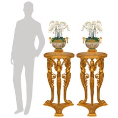 A pair of Italian early 19th century Neo-Classical st Giltwood & Glass pedestal