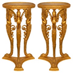 Ein Paar italienischer neoklassizistischer Sockel aus Giltwood und Glas aus dem frühen 19.