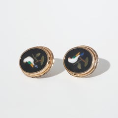 A pair of Italian earrings, late 19th c. Pietra dura.