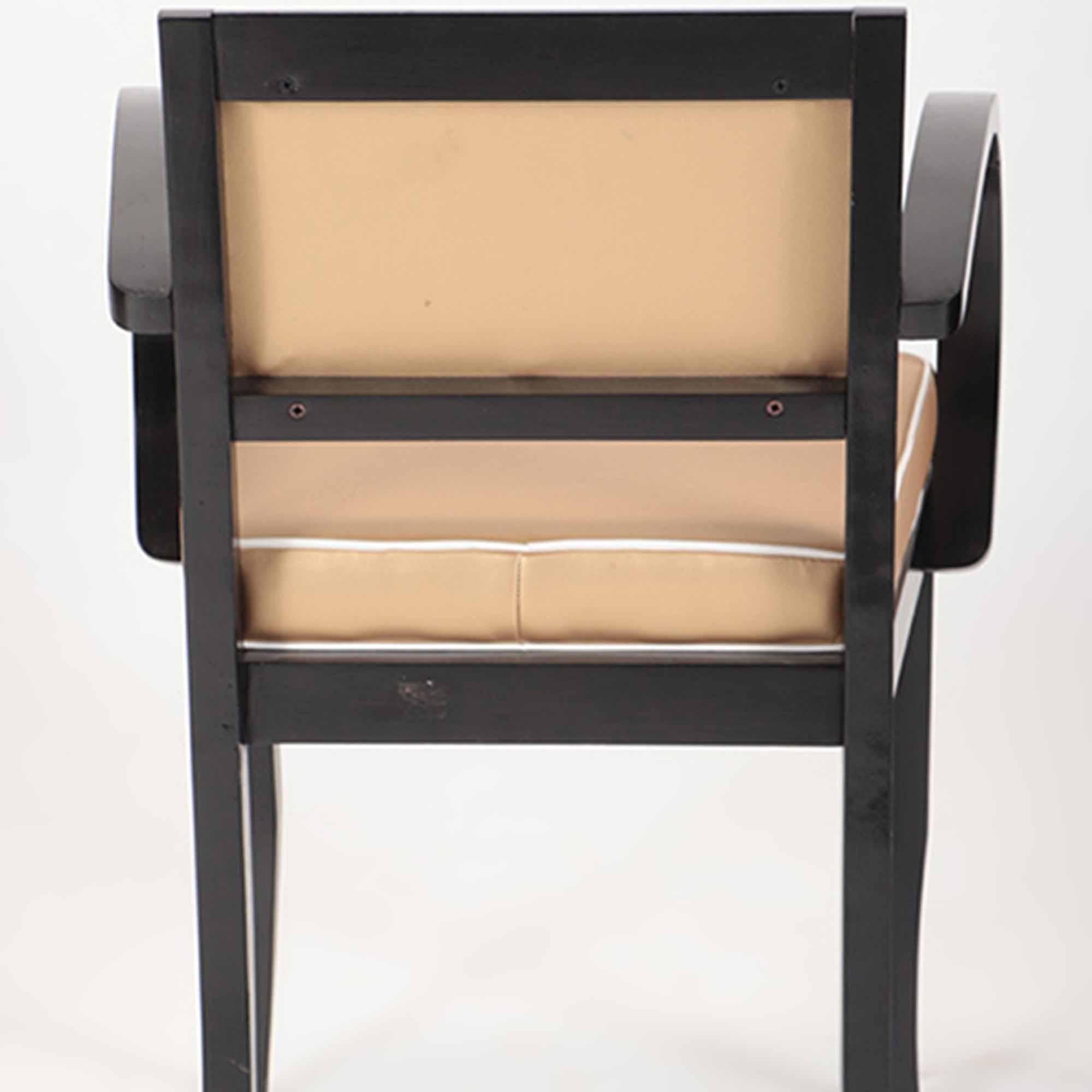Wood Pair of Italian Ebonized Open Armchairs, circa 1940 For Sale