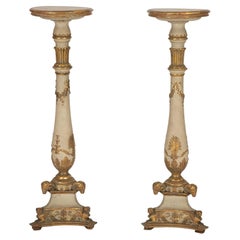 A Pair of Italian Empire Painted and Giltwood Pedestals