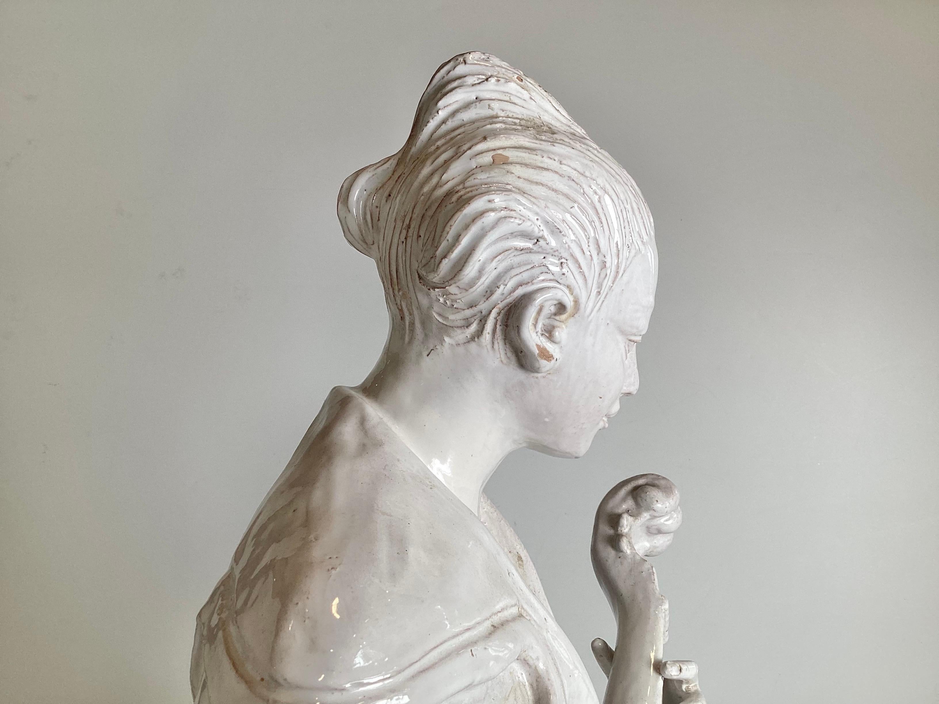 A Pair of Italian Faience Chinoiserie Figures, Mid 20th Century For Sale 7