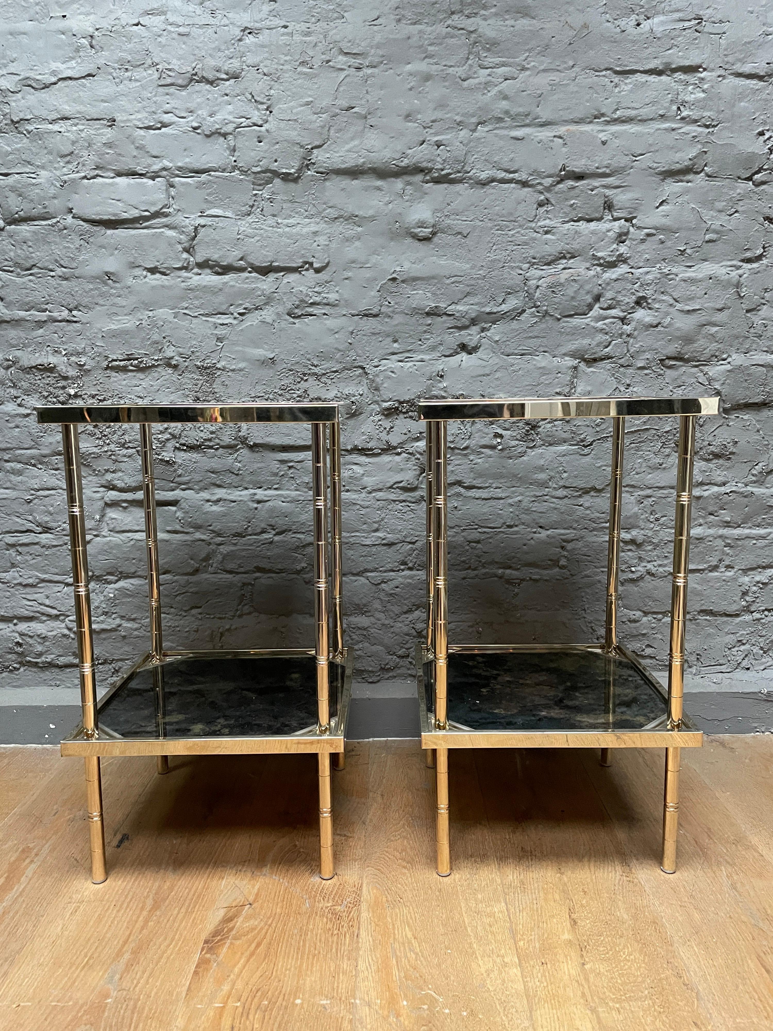 Modern Pair of Italian Faux Bamboo Side Tables