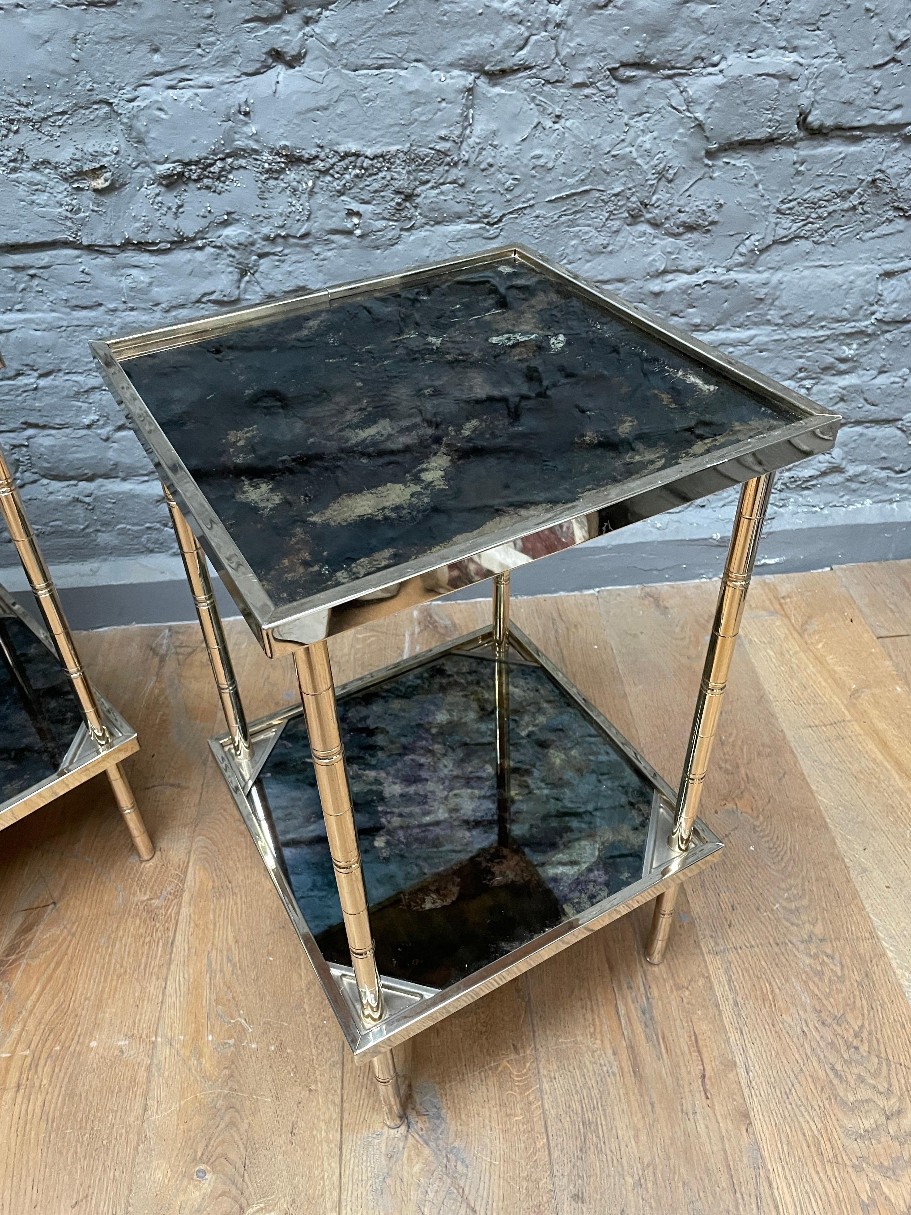 Late 20th Century Pair of Italian Faux Bamboo Side Tables