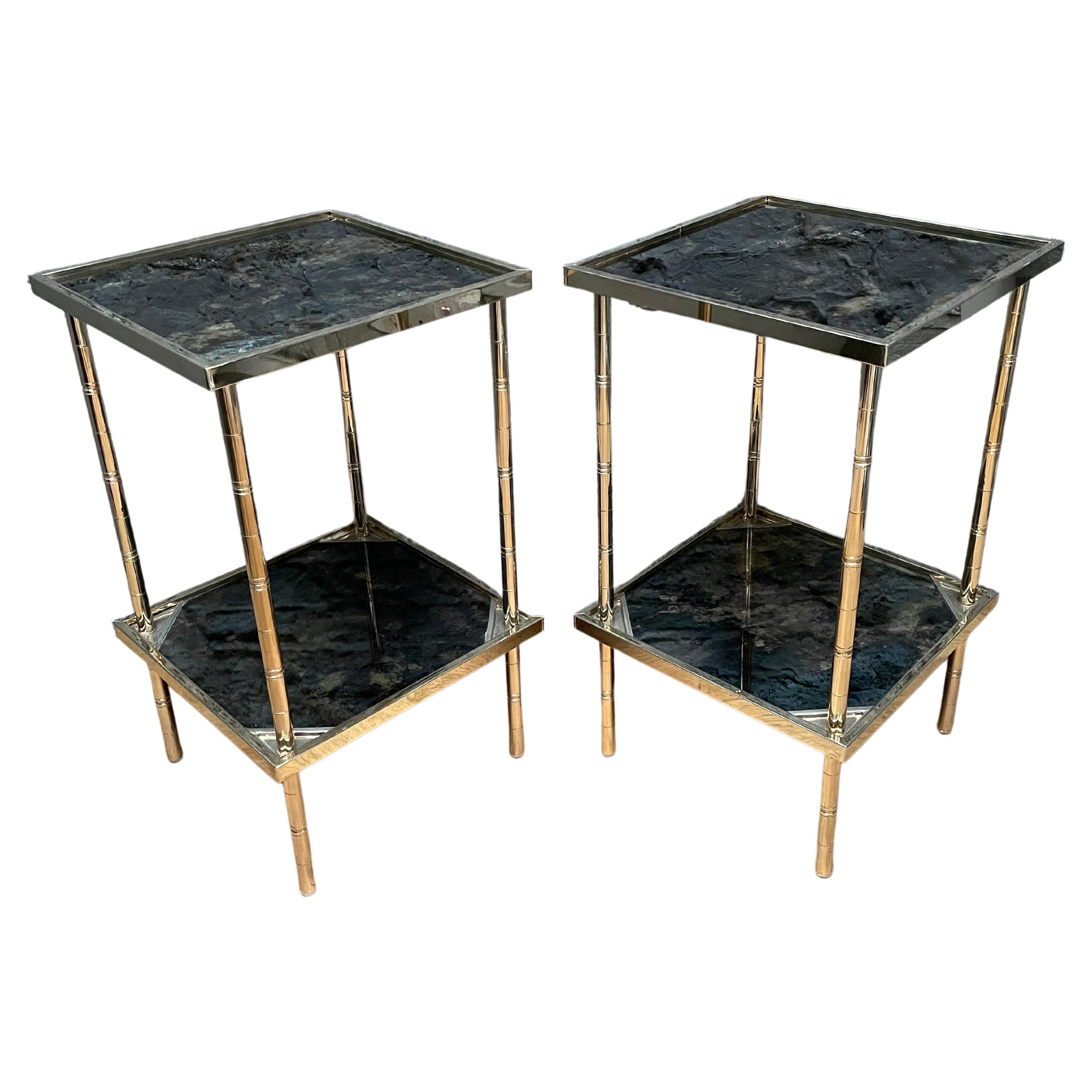 Pair of Italian Faux Bamboo Side Tables