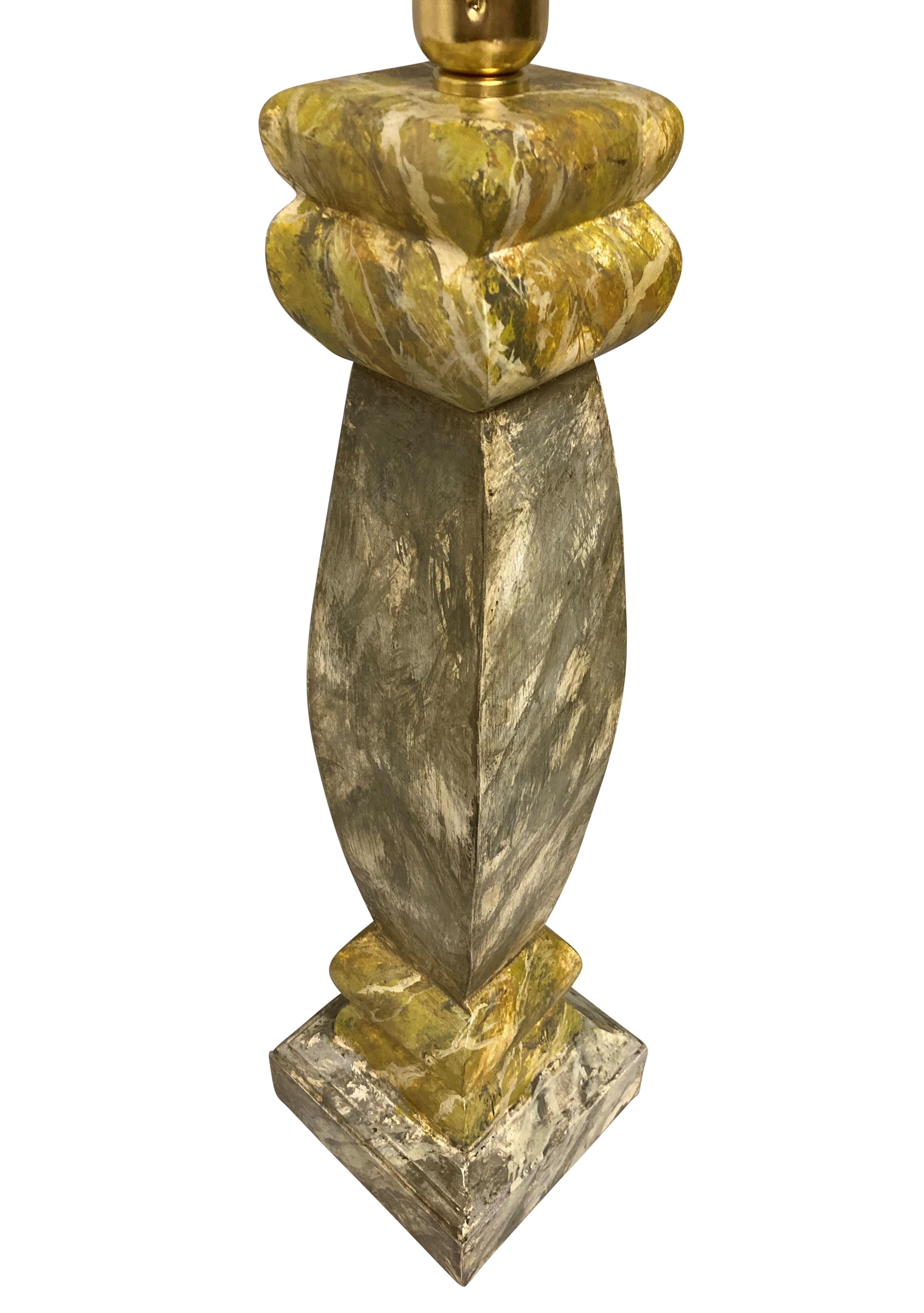 Mid-20th Century A Pair Of Italian Faux Marble Balustrade Lamps For Sale