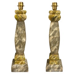 A Pair Of Italian Faux Marble Balustrade Lamps
