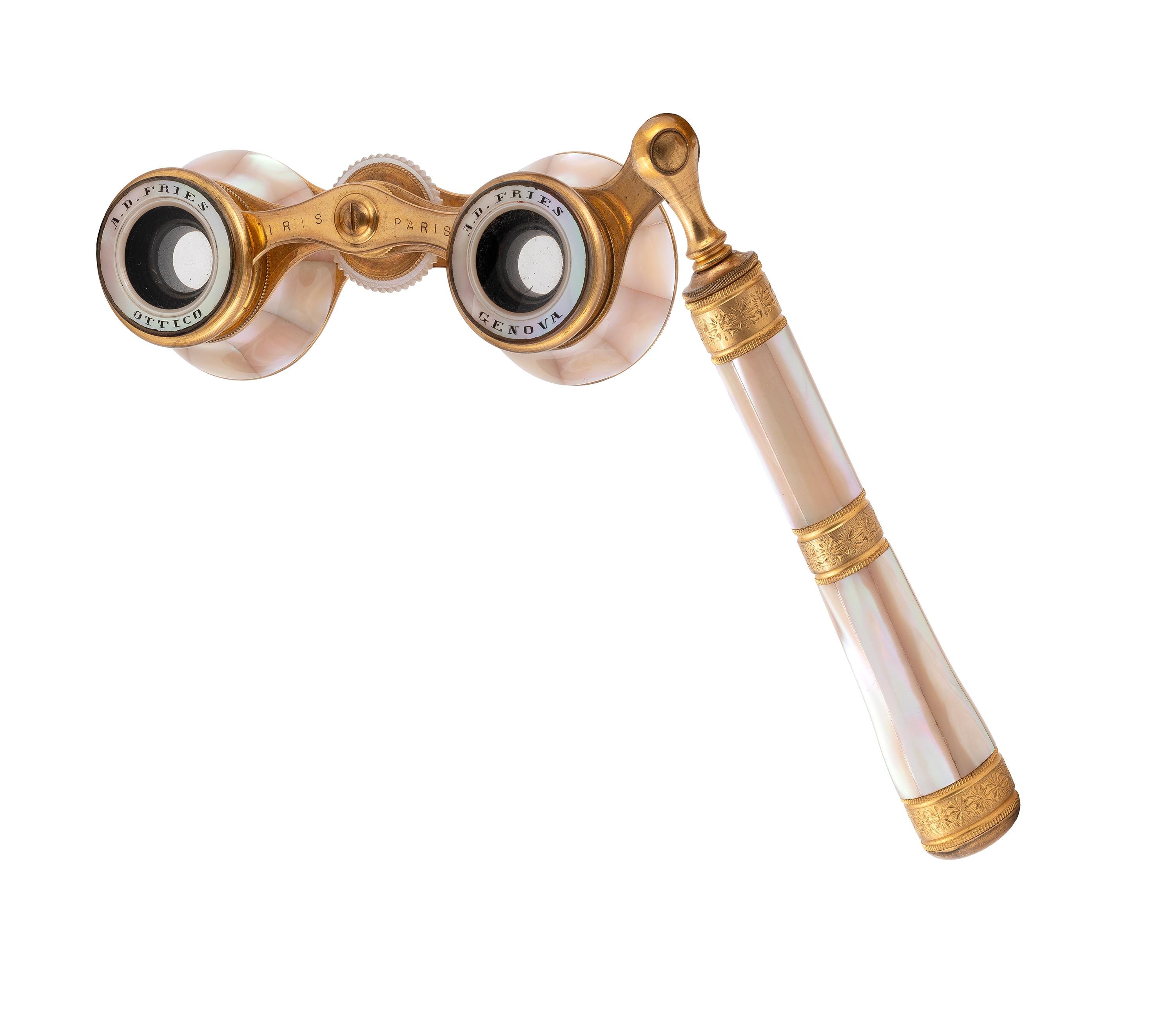 Napoleon III Pair of Italian Gilt Metal Opera Glasses For Sale
