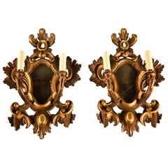 Pair of Italian Gilt Wood Wall Sconces. circa, 1920