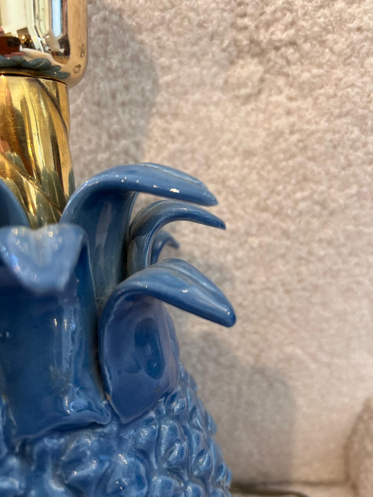 Paire de lampes ananas en céramique émaillée italienne Bon état - En vente à London, GB