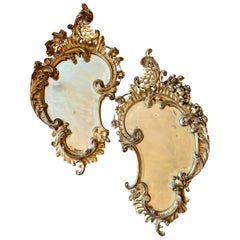 A Pair Of Italian Gold Giltwood Rococo Mirrors