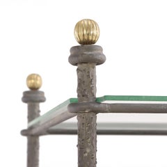 A Pair of Italian Iron Étagères with Glass Shelves, In the manner of Giacometti.