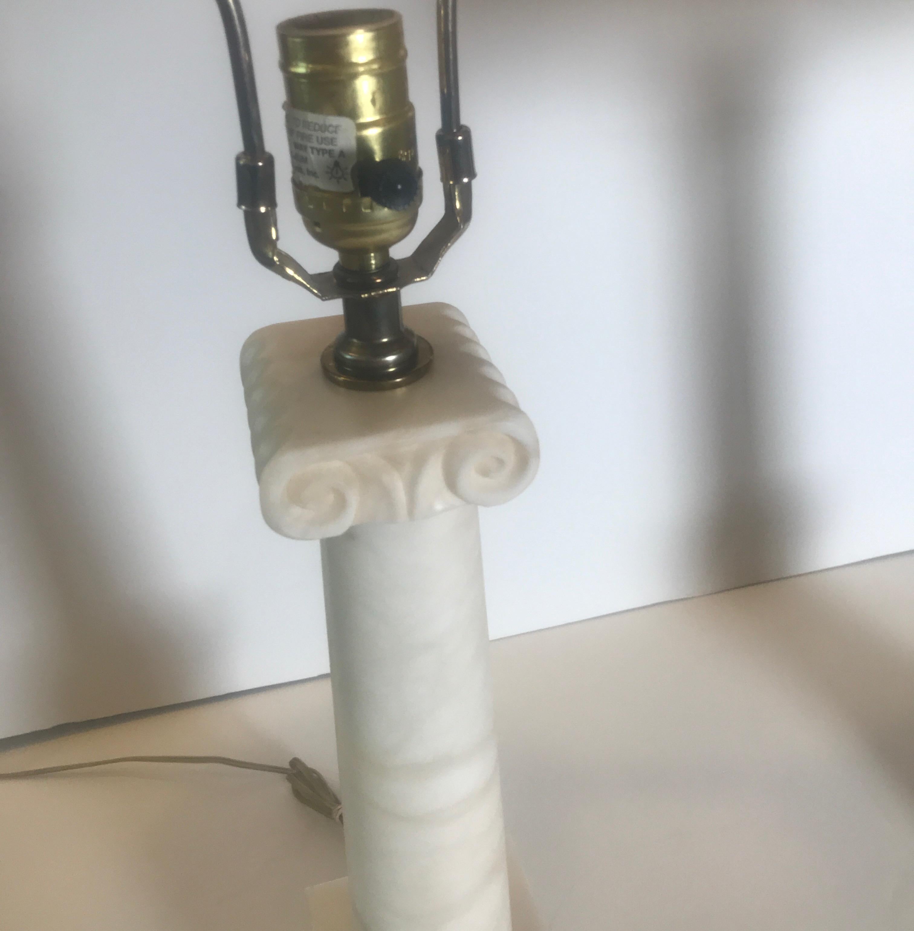 Pair of Italian Marble Column Lamps 2