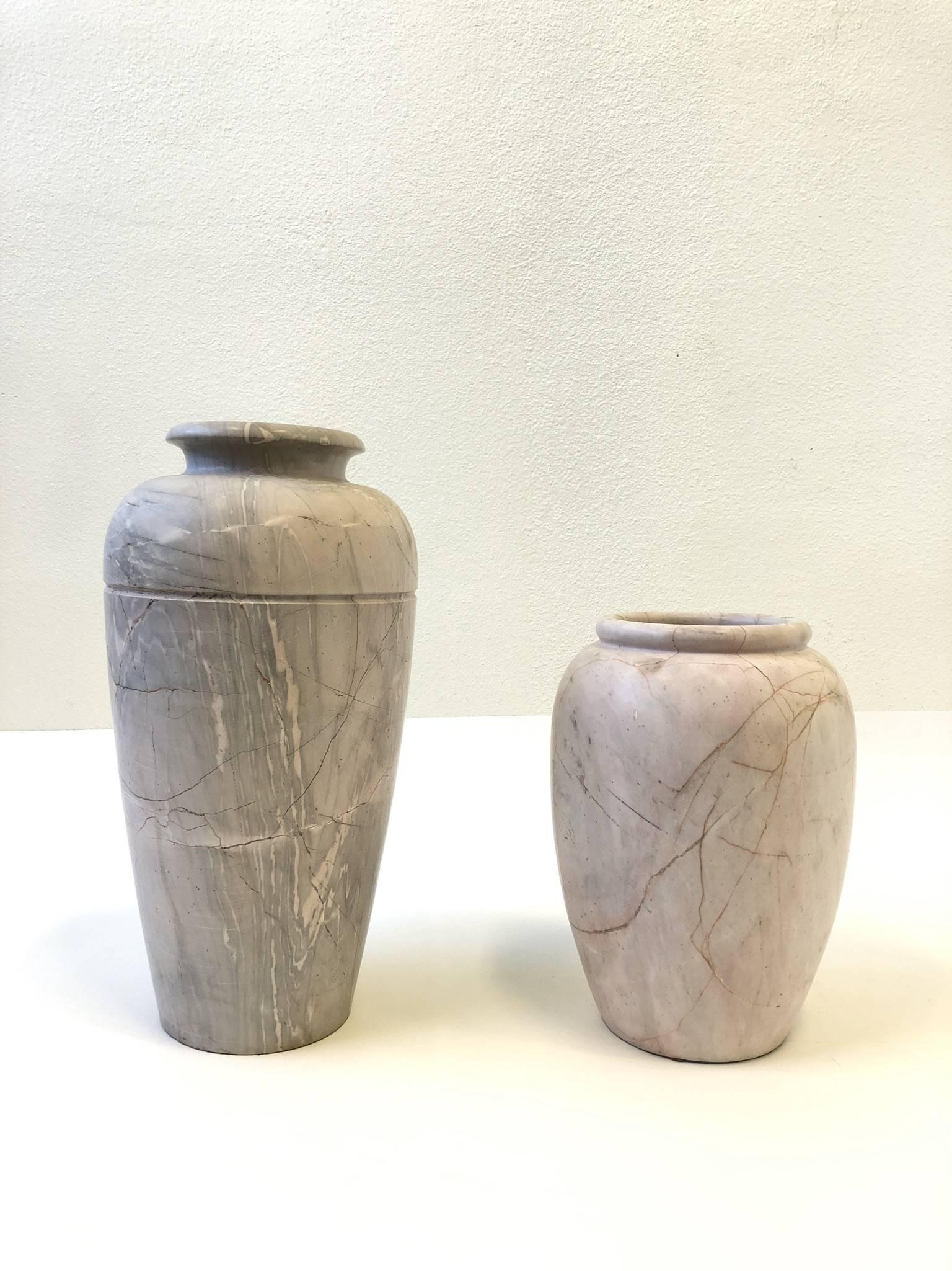 Modern Pair of Italian Marble Vases For Sale