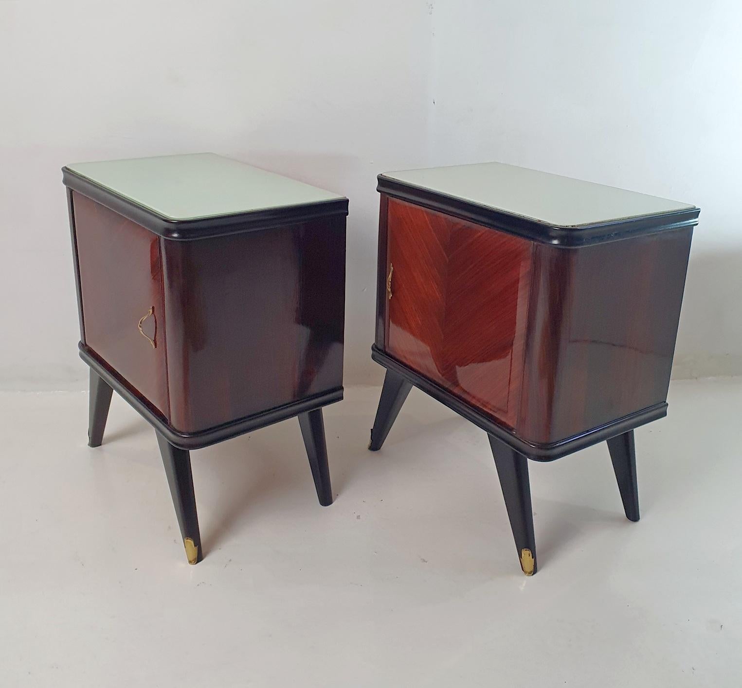 Brass A Pair of Italian Mid Century Nightstands For Sale